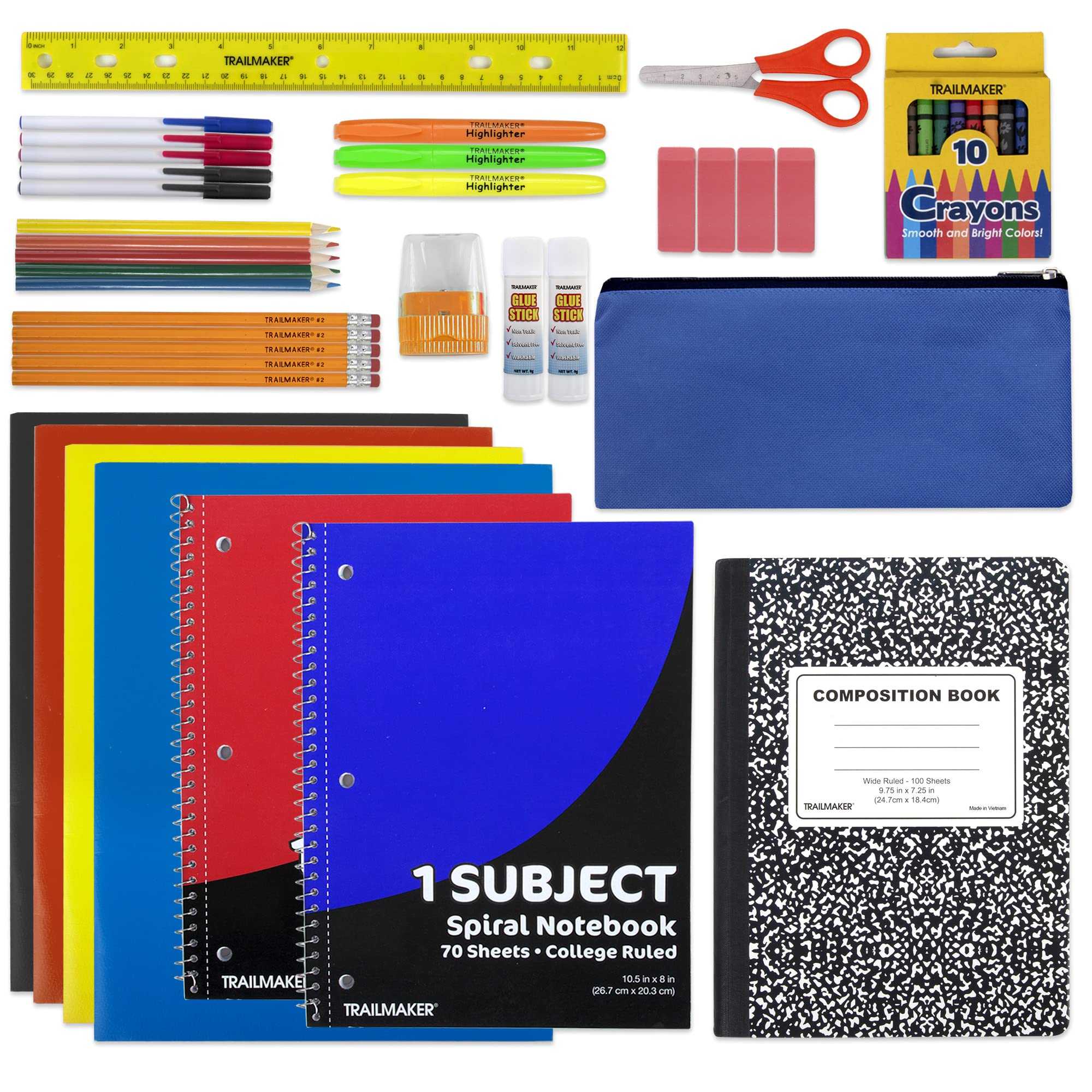 45 Piece School Supply Kit Grades K-12